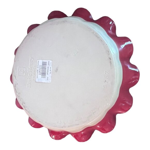 Emile Henry Ruffled Pie Dish Red Made France 10.5 X10.5 X 2.5 Williams Sonoma - Picture 6 of 7